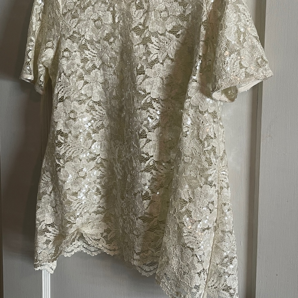 Karen Kane Lace/Sequined Top